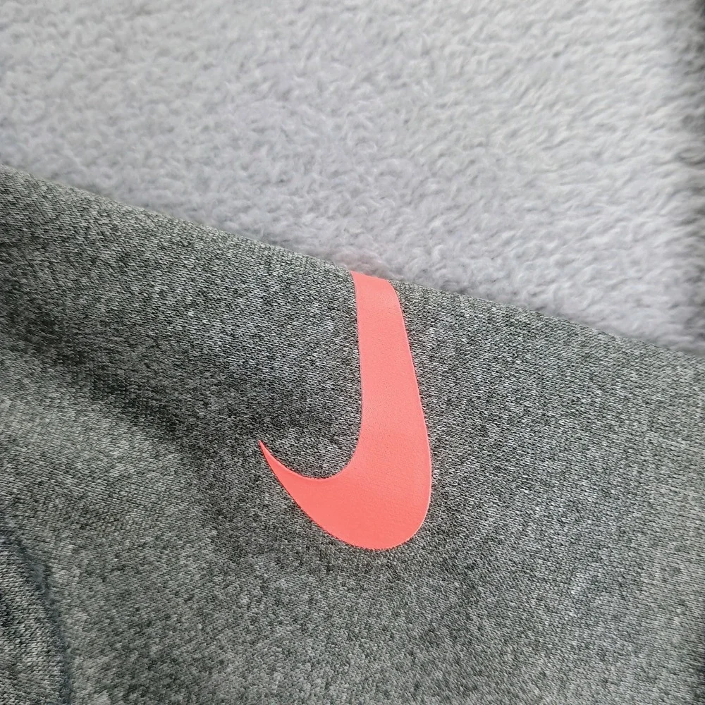 Nike Kids Dri-FIT Hoodie Grey Black Orange Size 5 Graphic Pullover